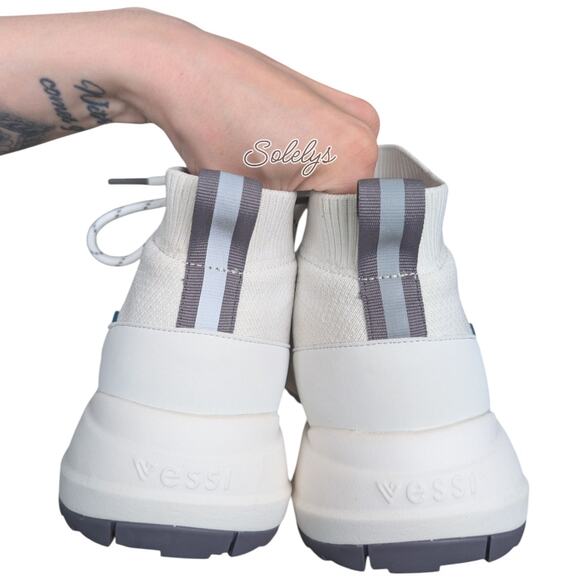 Vessi Stormburst High Womens 10 White Granite Waterproof Knit Sneaker Boot - Picture 5 of 11